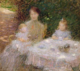 La familia del artista en el jardín